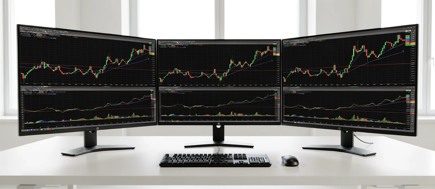 Professional trading desk setup
